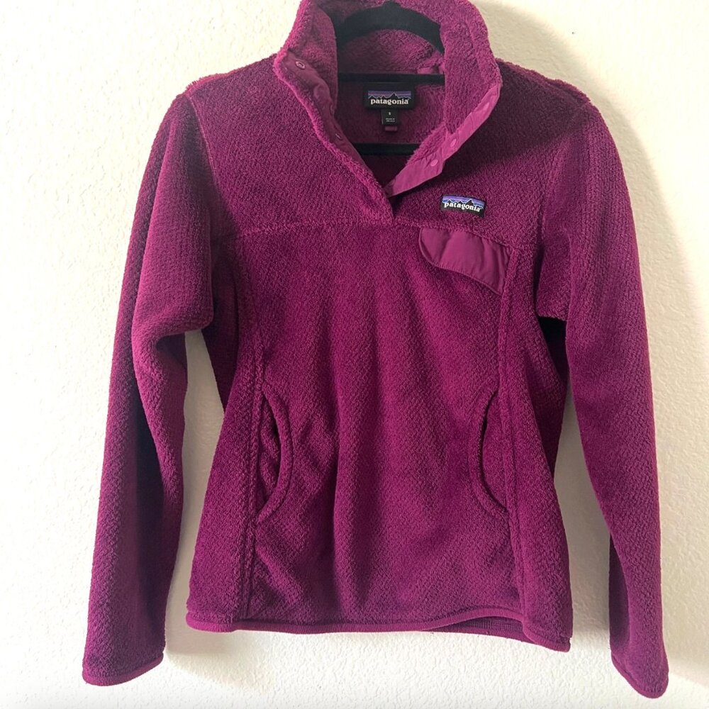 Patagonia Sz S Re-Tool Snap-T Pullover Fleece Purple Sweater Womens Cozy Soft
